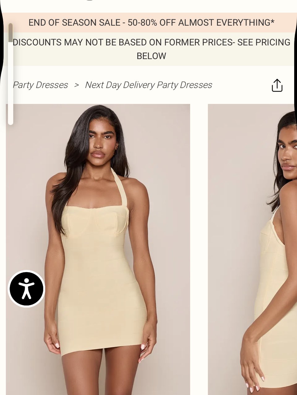 Pale Yellow Halter Bandage Mini Dress