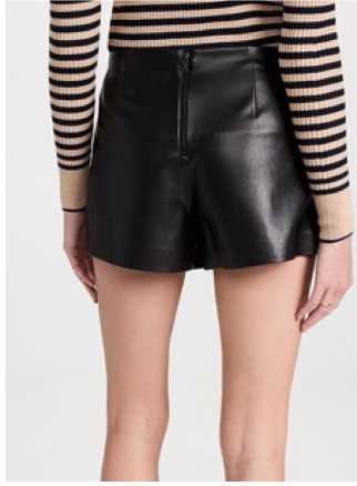 Black Faux Leather Wrap Skort