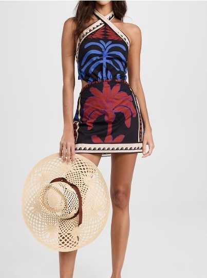 Farm Rio Printed Halter Mini Dress
