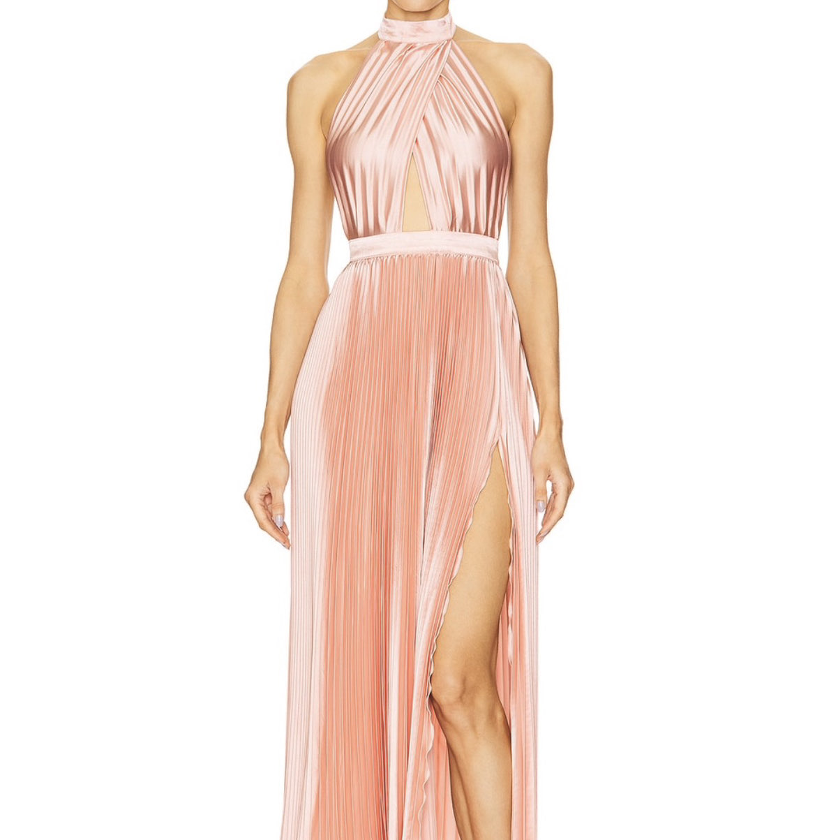 L’idee L'idee pink pleated backless maxi dress