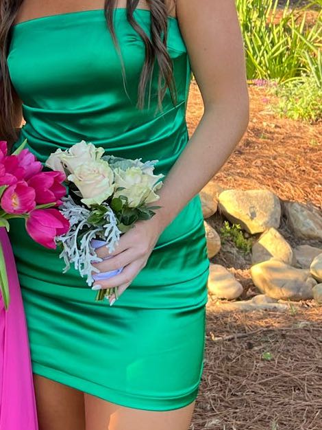 green mini dress