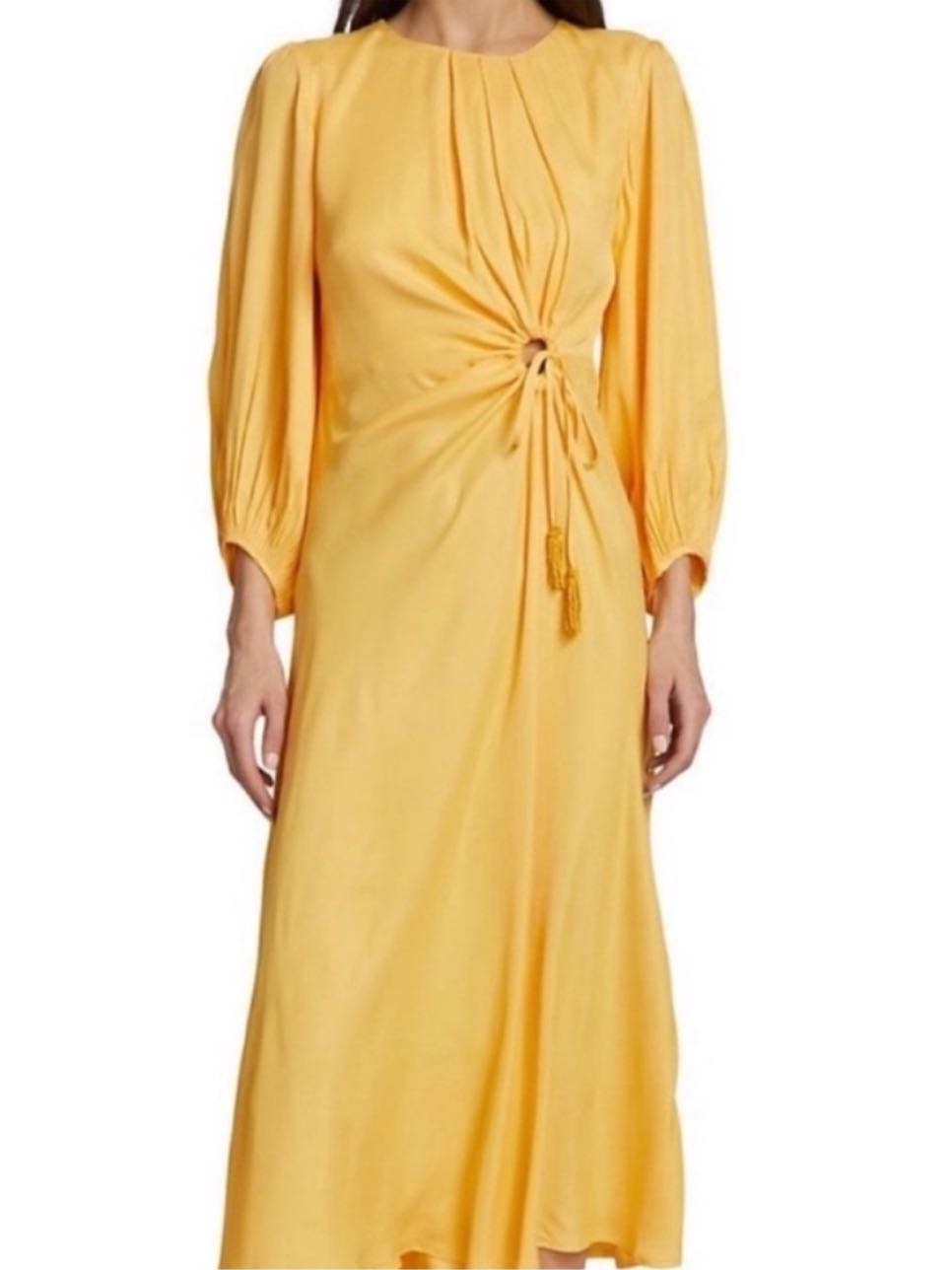 Farm Rio Piping Cut-Out Midi Dress in Papaya