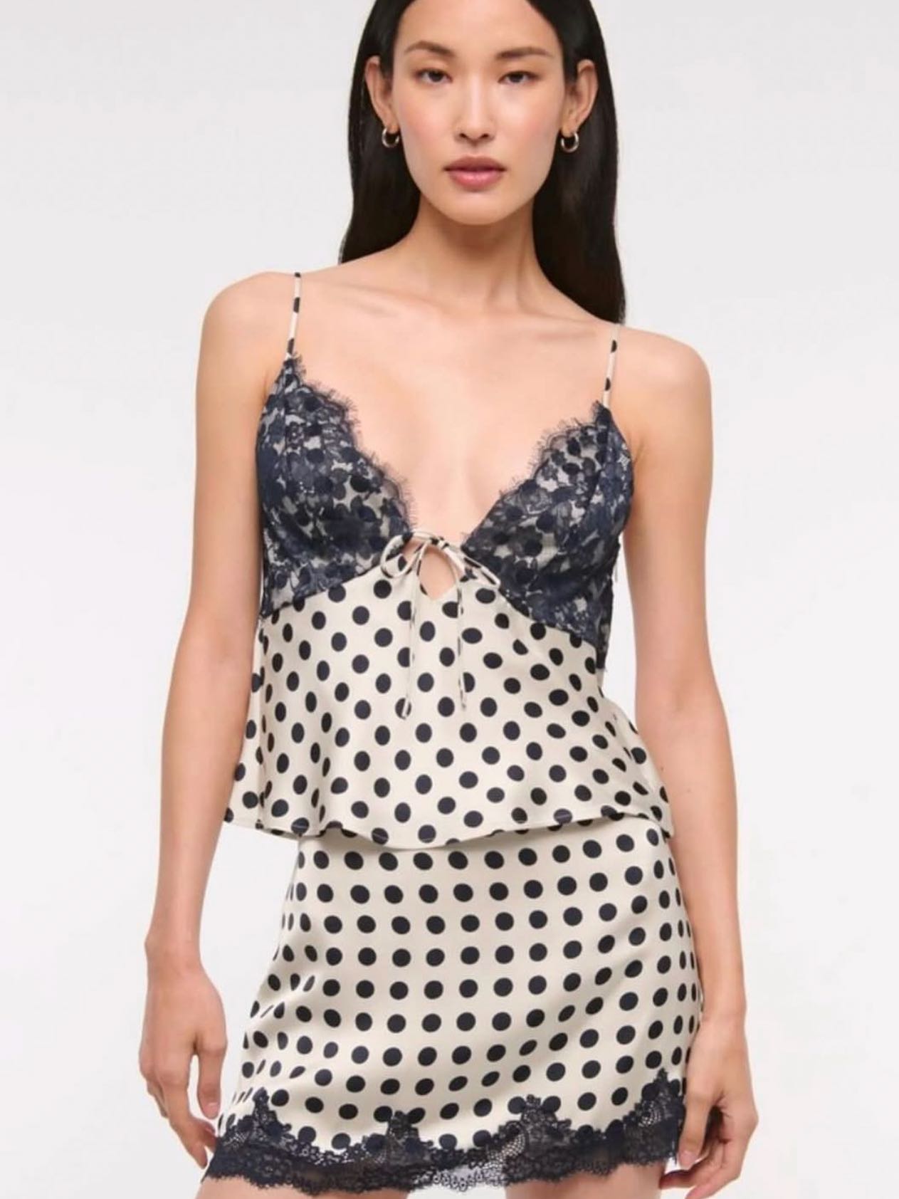 Polka Dot Satin and Lace Set