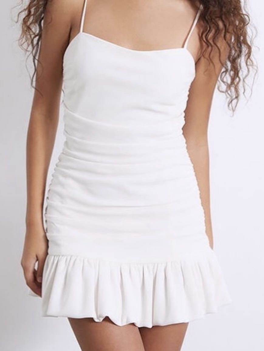 Satin ruffle mini dress