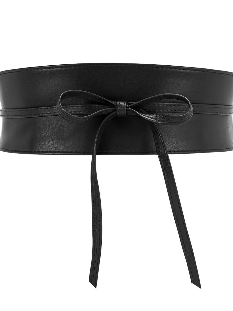 Black Faux Leather Tie-Waist Obi Belt (one size fits all!)