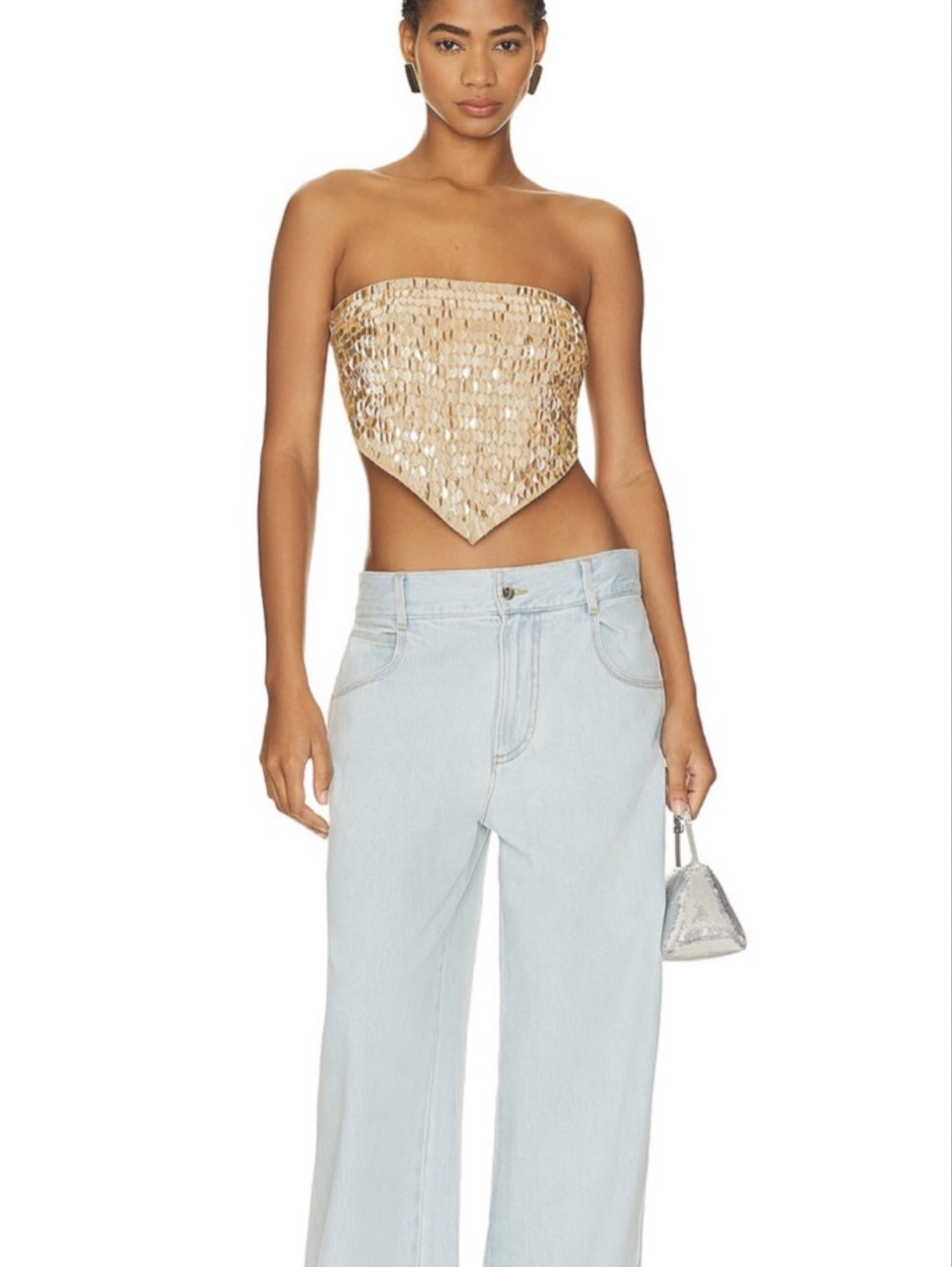 Gold Sequin Strapless Top