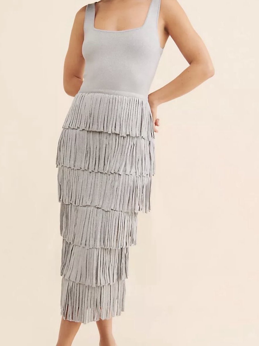 Tiered Fringe Midi Dress