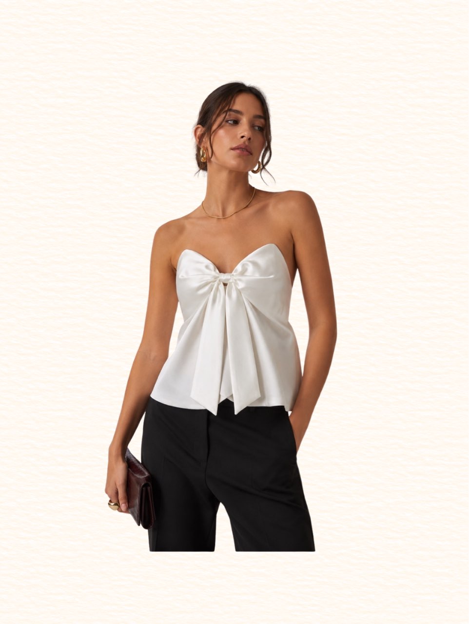 Strapless top w/satin bow