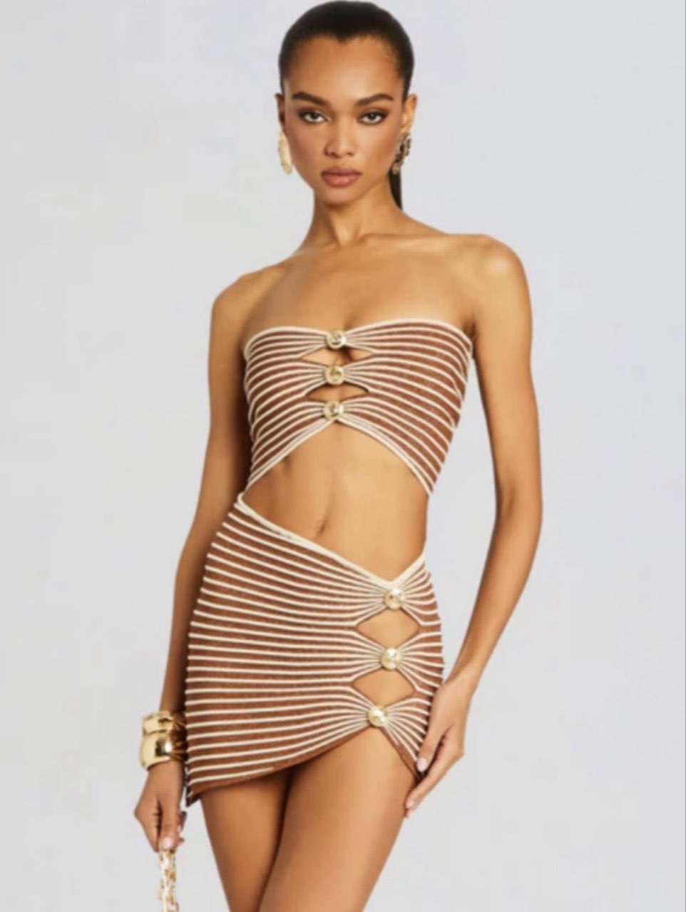 Striped Cutout Mini Skirt