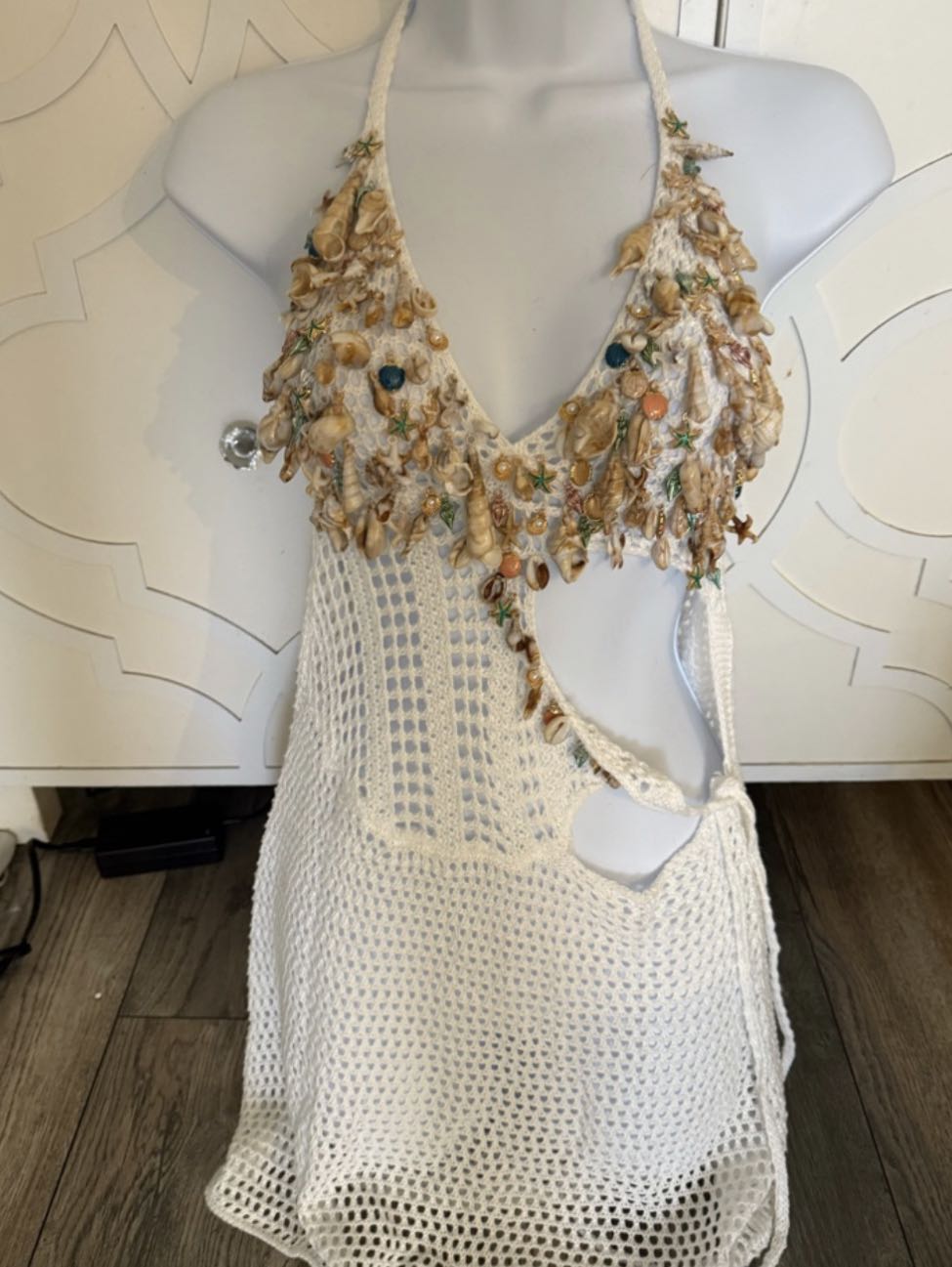 Crochet Shell Halter Dress
