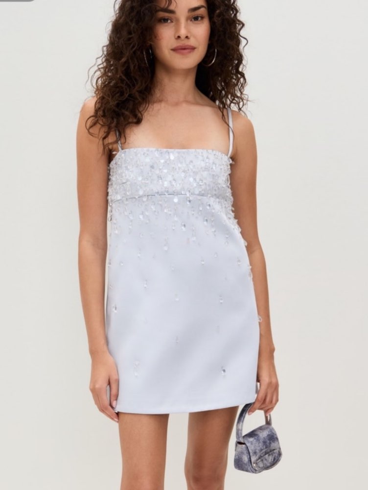 Pale Blue Embellished Mini Dress