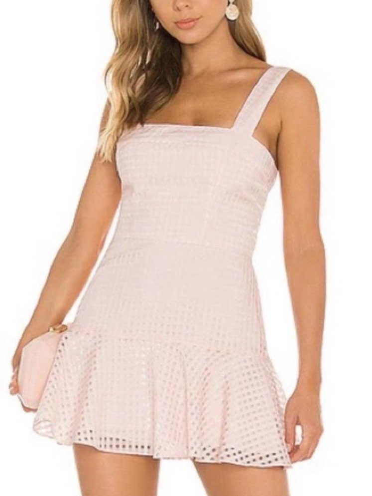 Pink Textured Ruffle Mini Dress