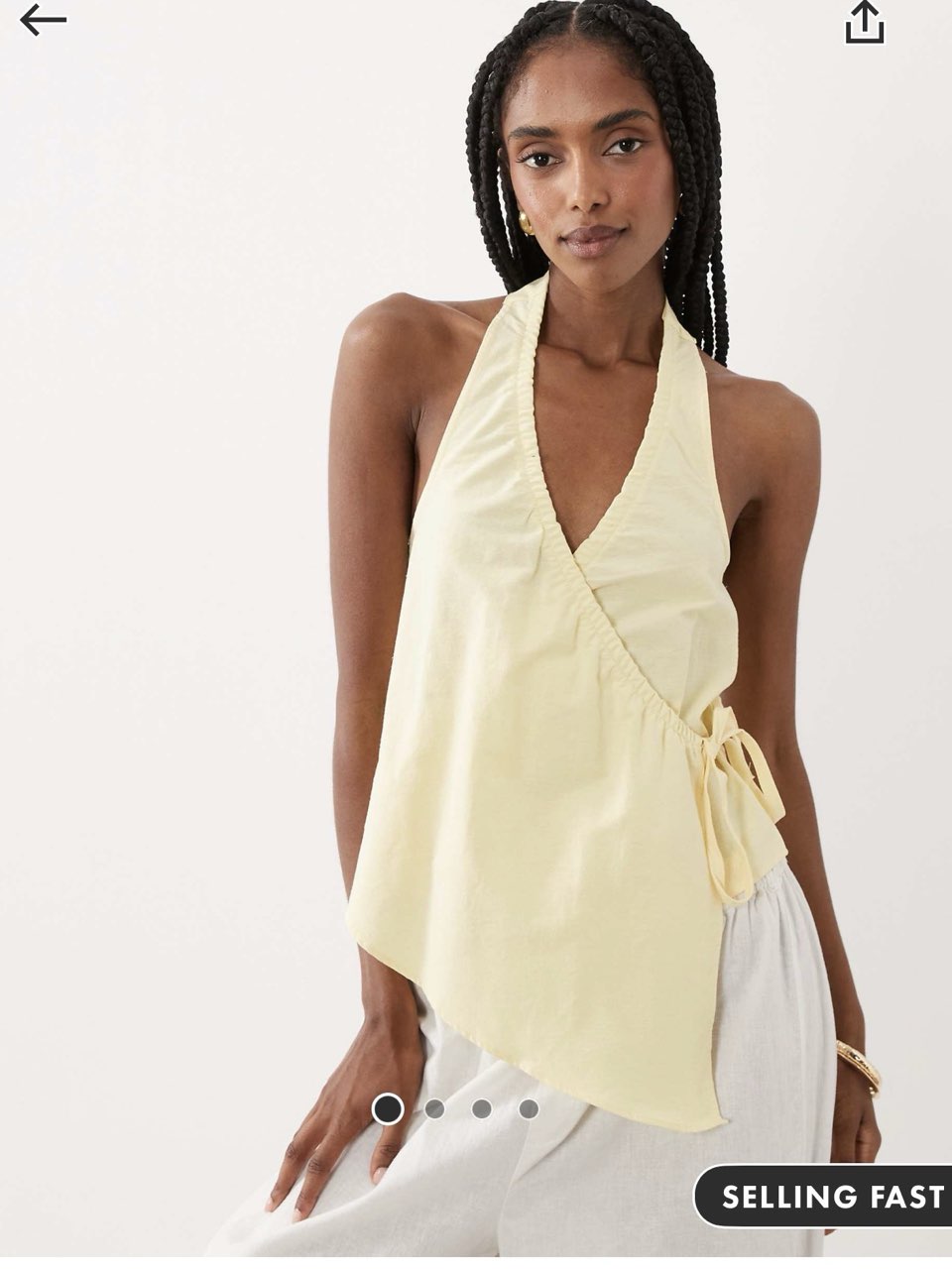 ASOS linen wrap tie top