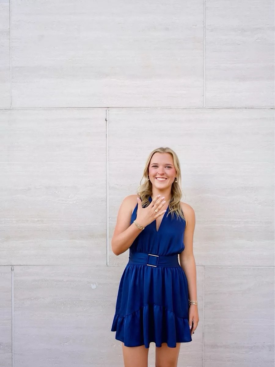 Navy Halter Neck Mini Dress with Belt