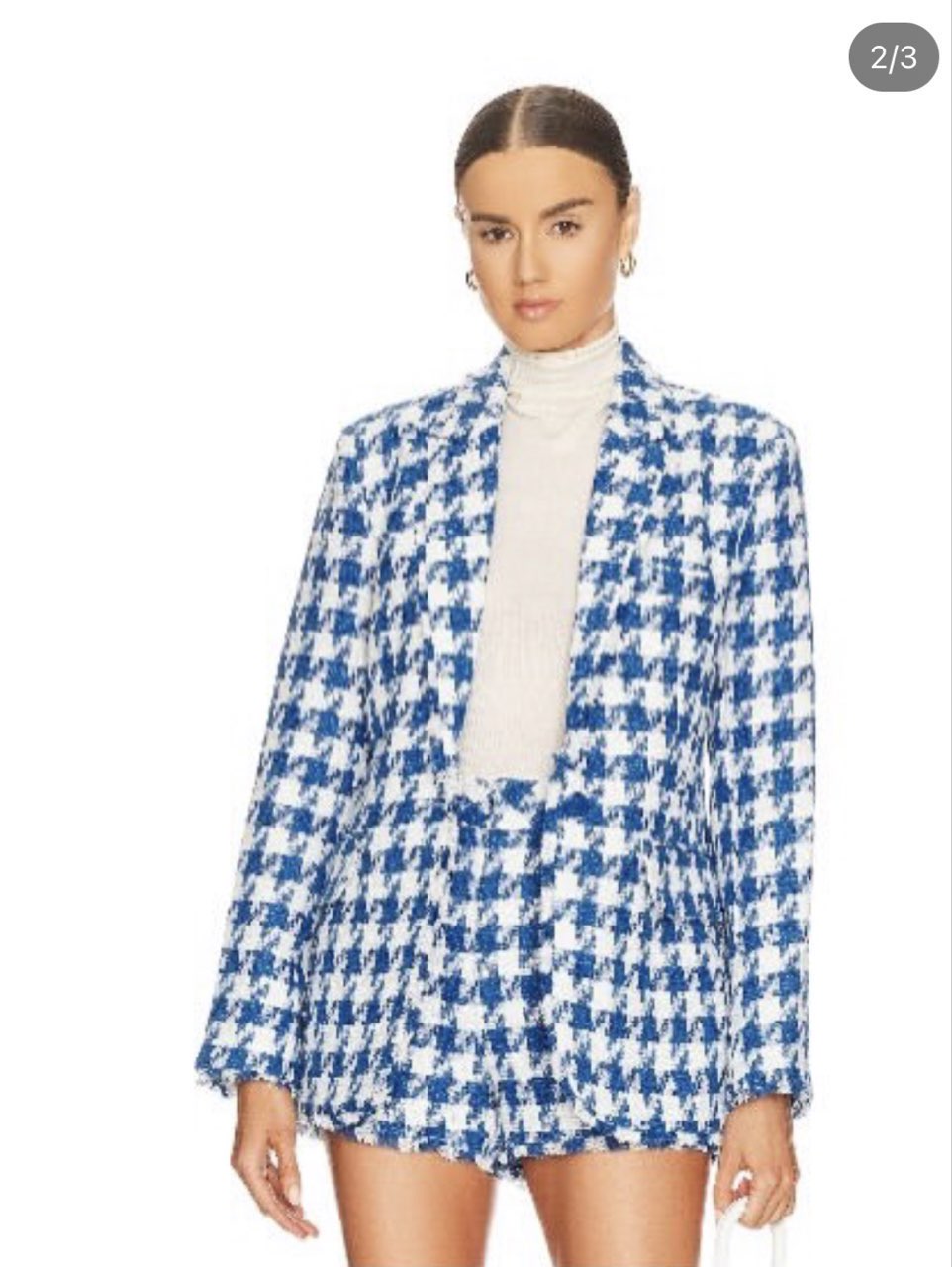 Blue White Houndstooth Blazer