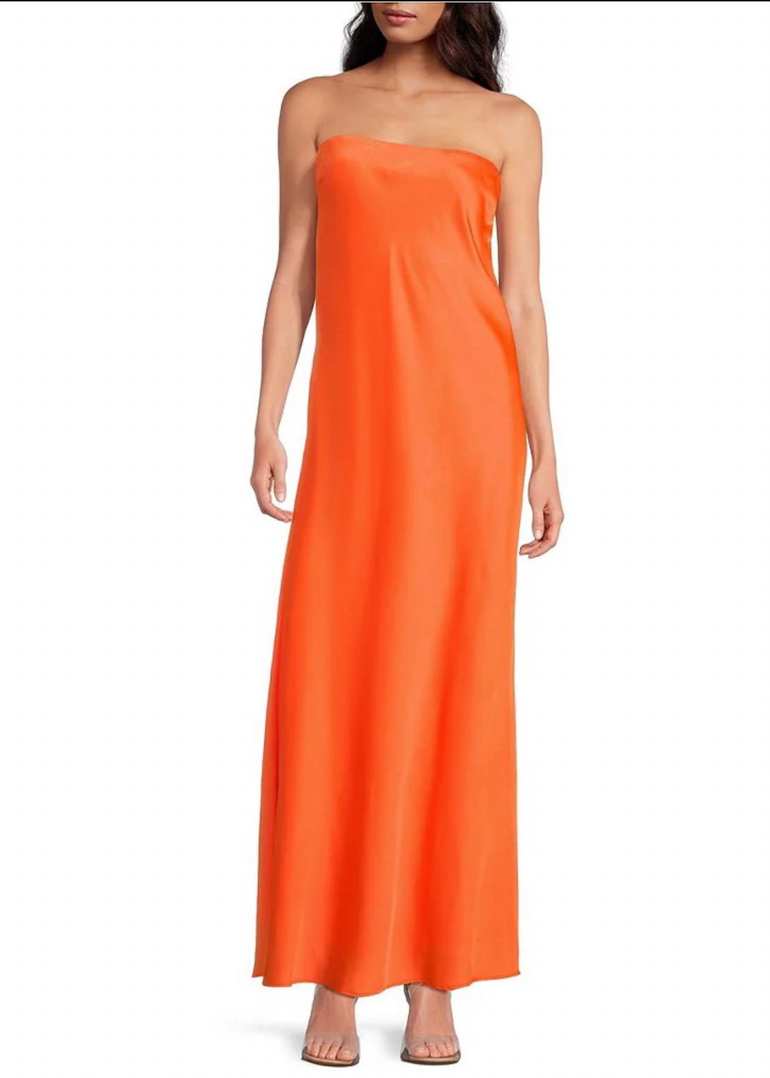 Satin strapless slip dress