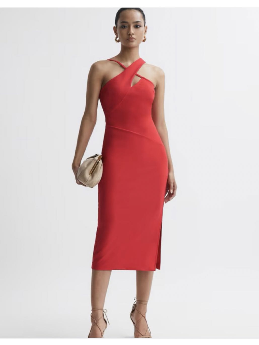 Red Asymmetrical Midi Dress