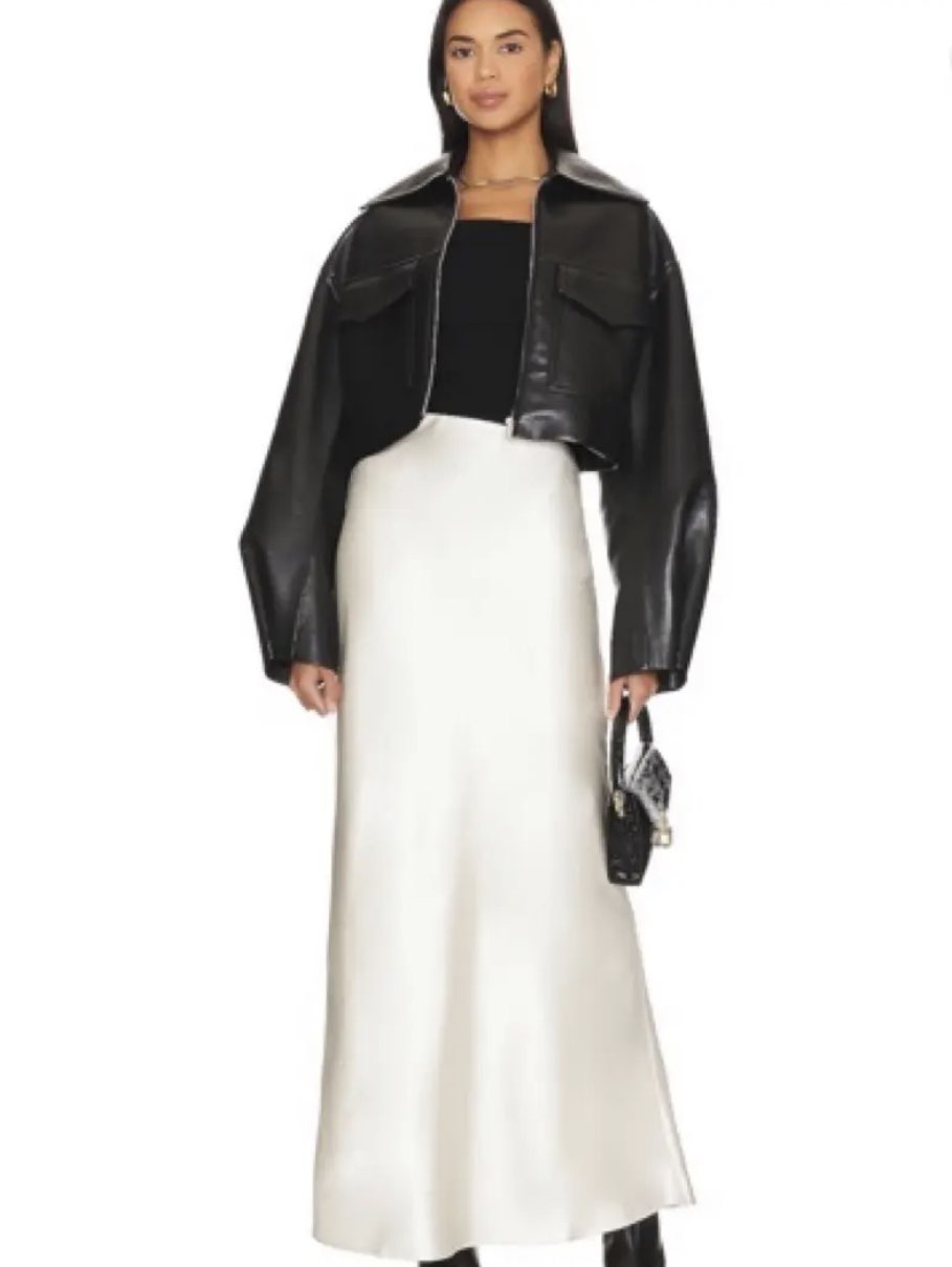 Off-White Satin Maxi Skirt