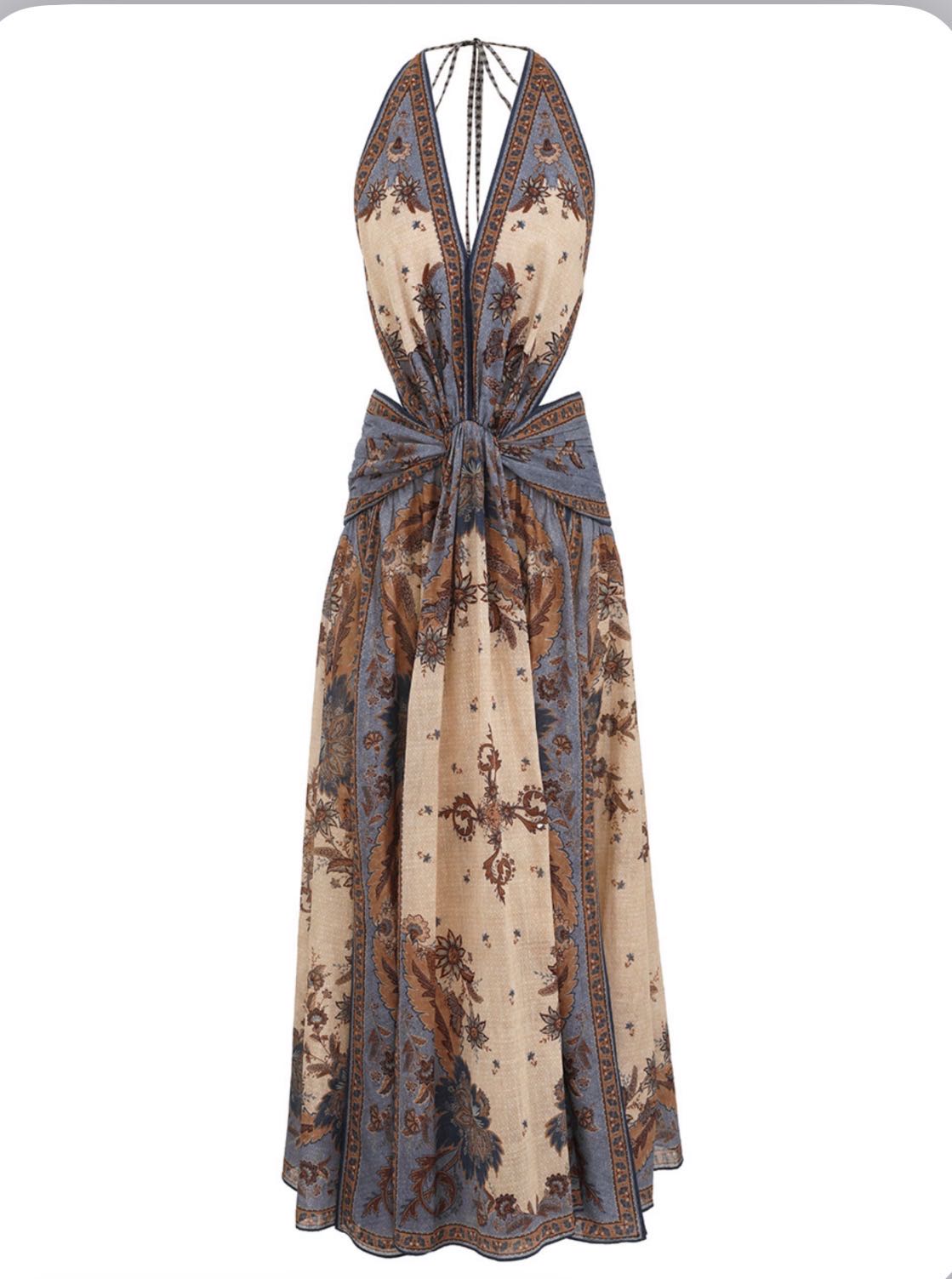 Zimmerman Ascension Plunge Halter Maxi Dress