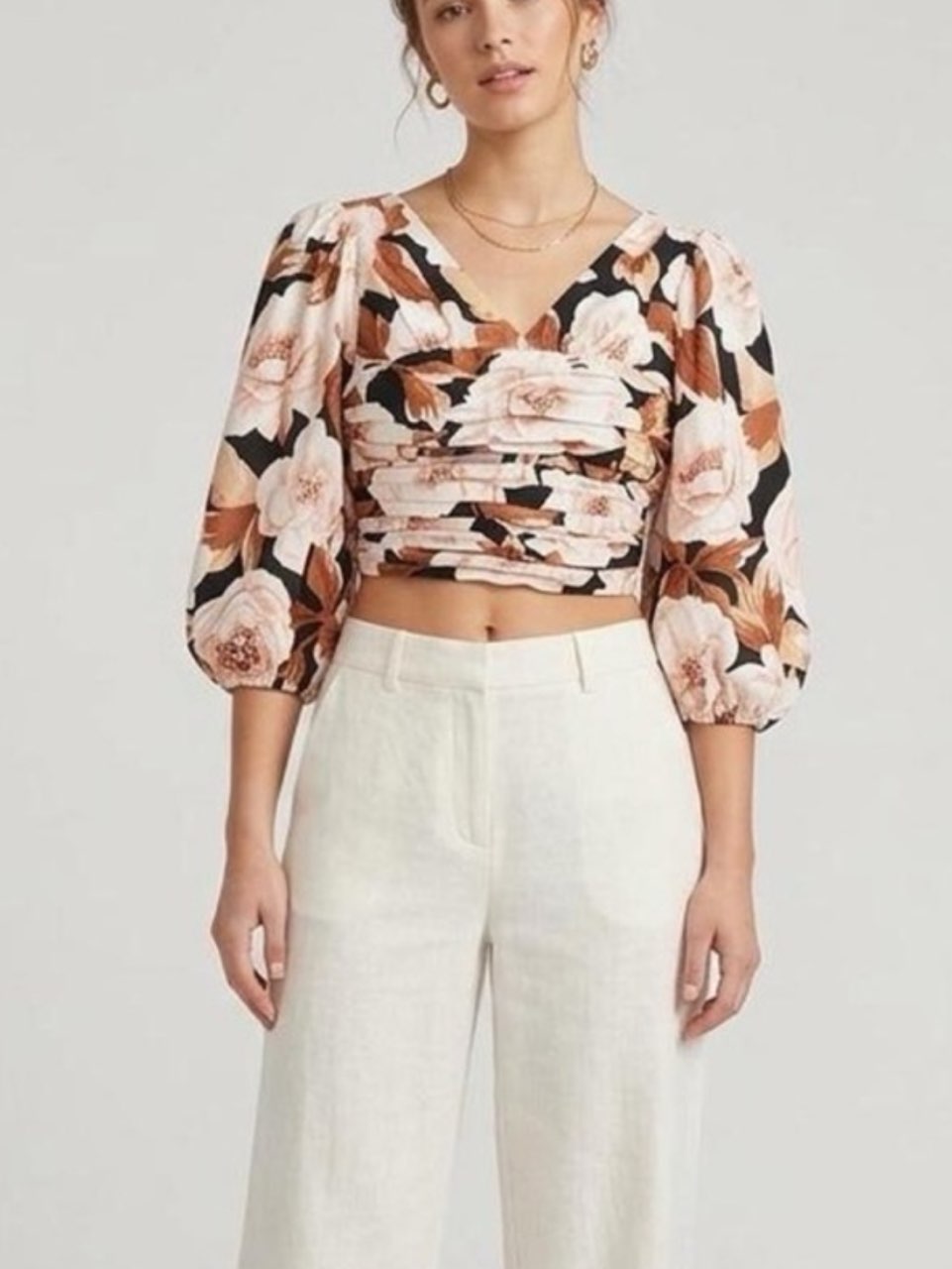 Floral Ruched Crop Top