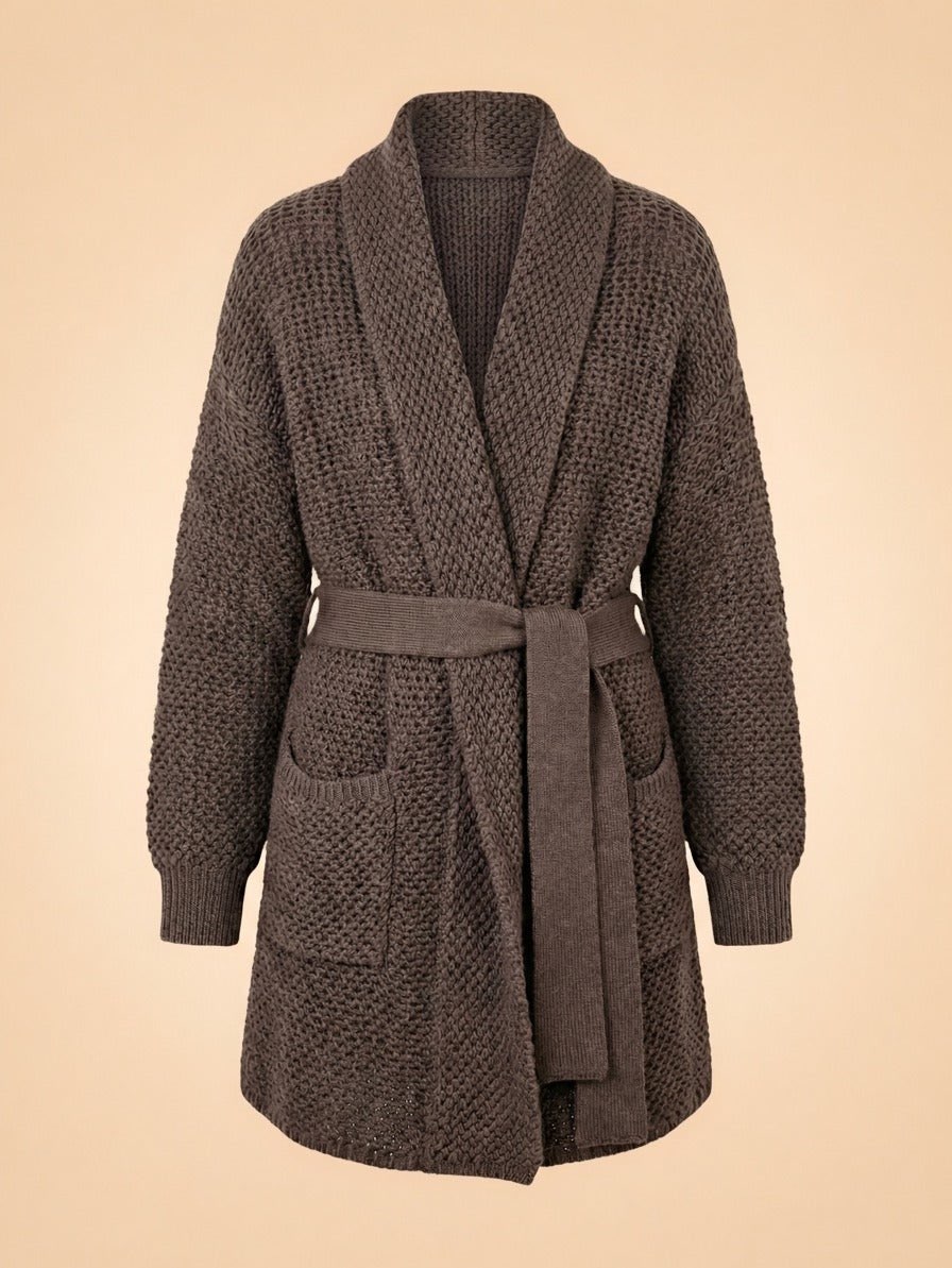 Chunky Knit Belted Cardigan
