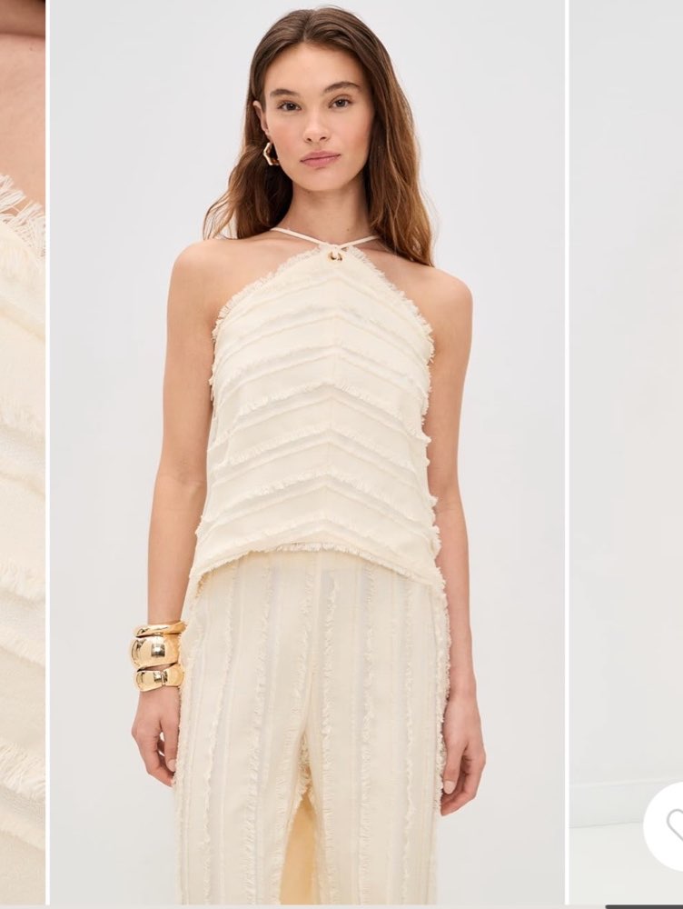 Textured Cream One-Shoulder Top and Wide-Leg Pants Set