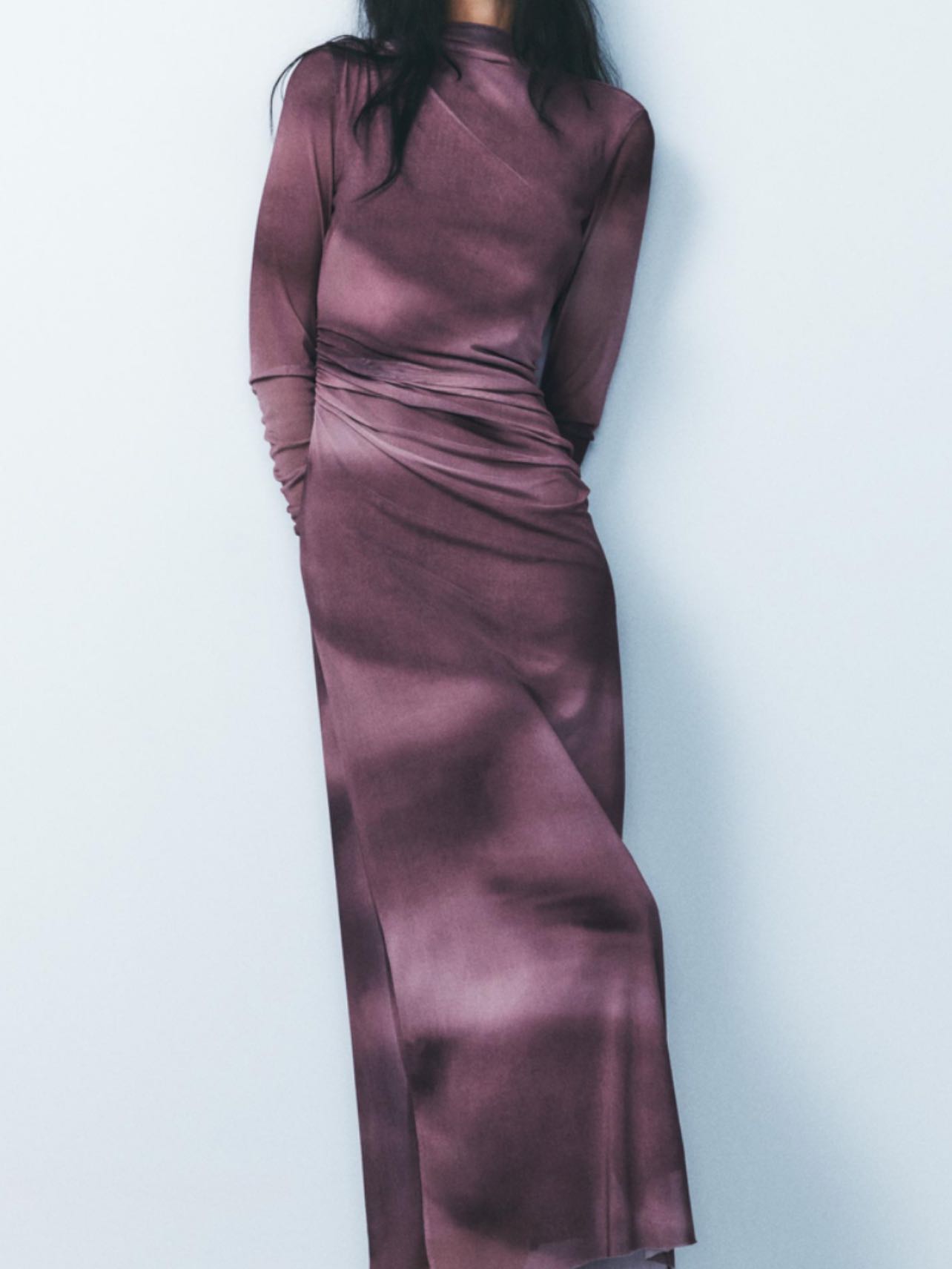 Draped tulle maxi dress