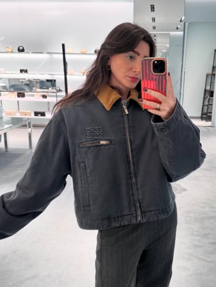 Miu Miu Washed Black Cropped Canvas Jacket