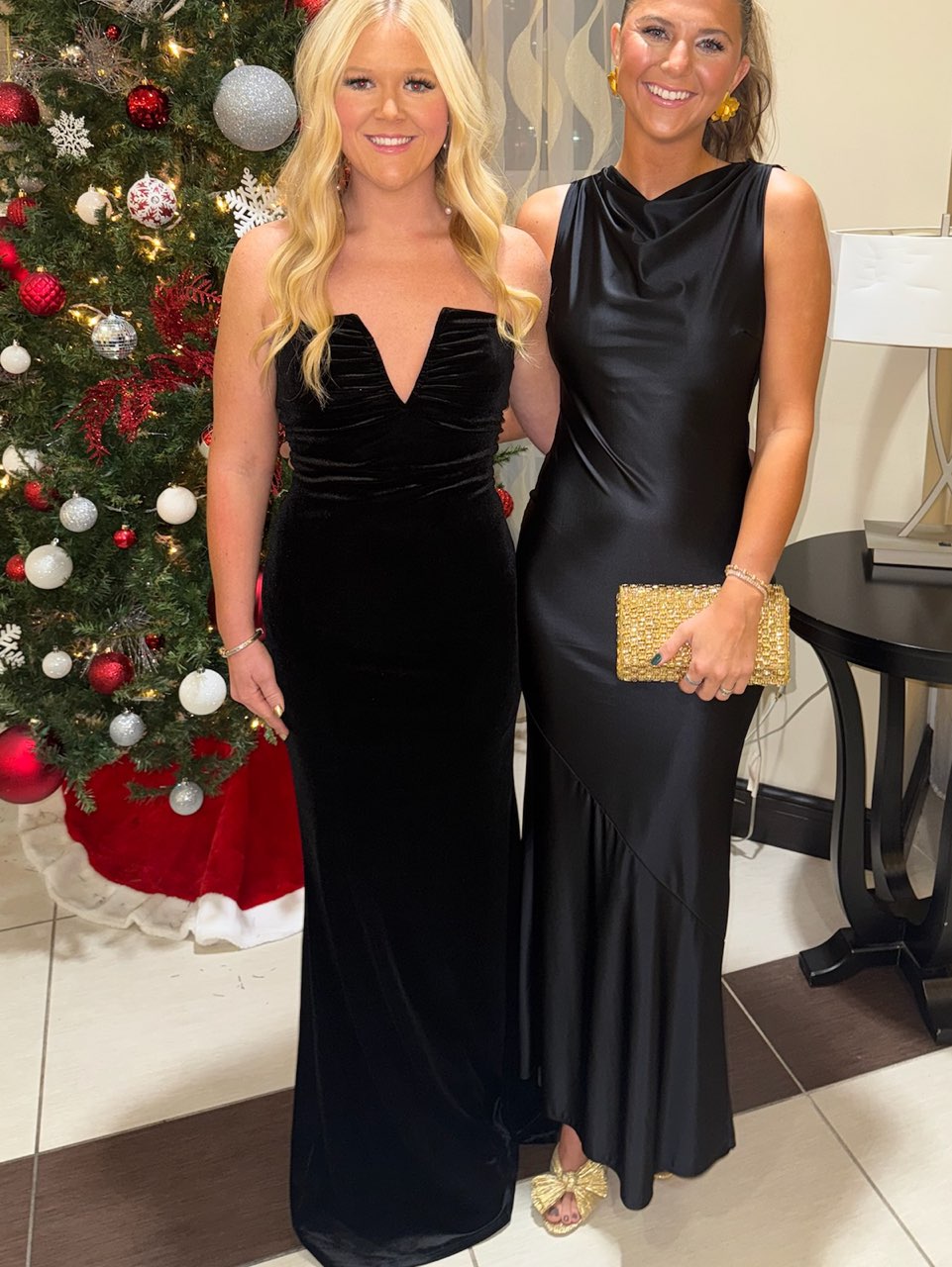 Black velvet formal dress