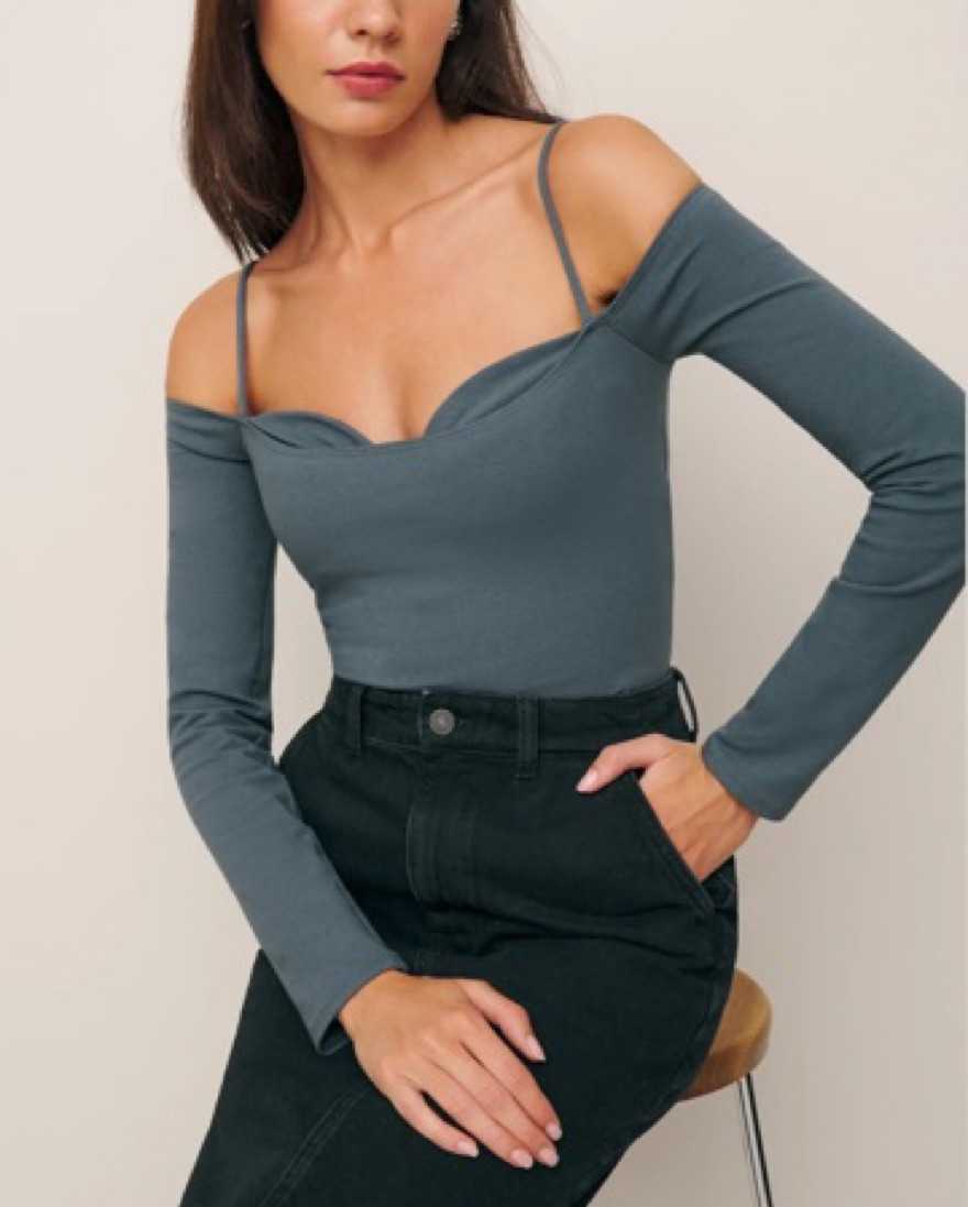 Reformation Genesis Knit Top In Slate