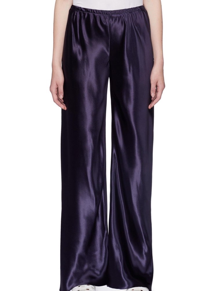 Midnight Blue Satin Wide-Leg Pants