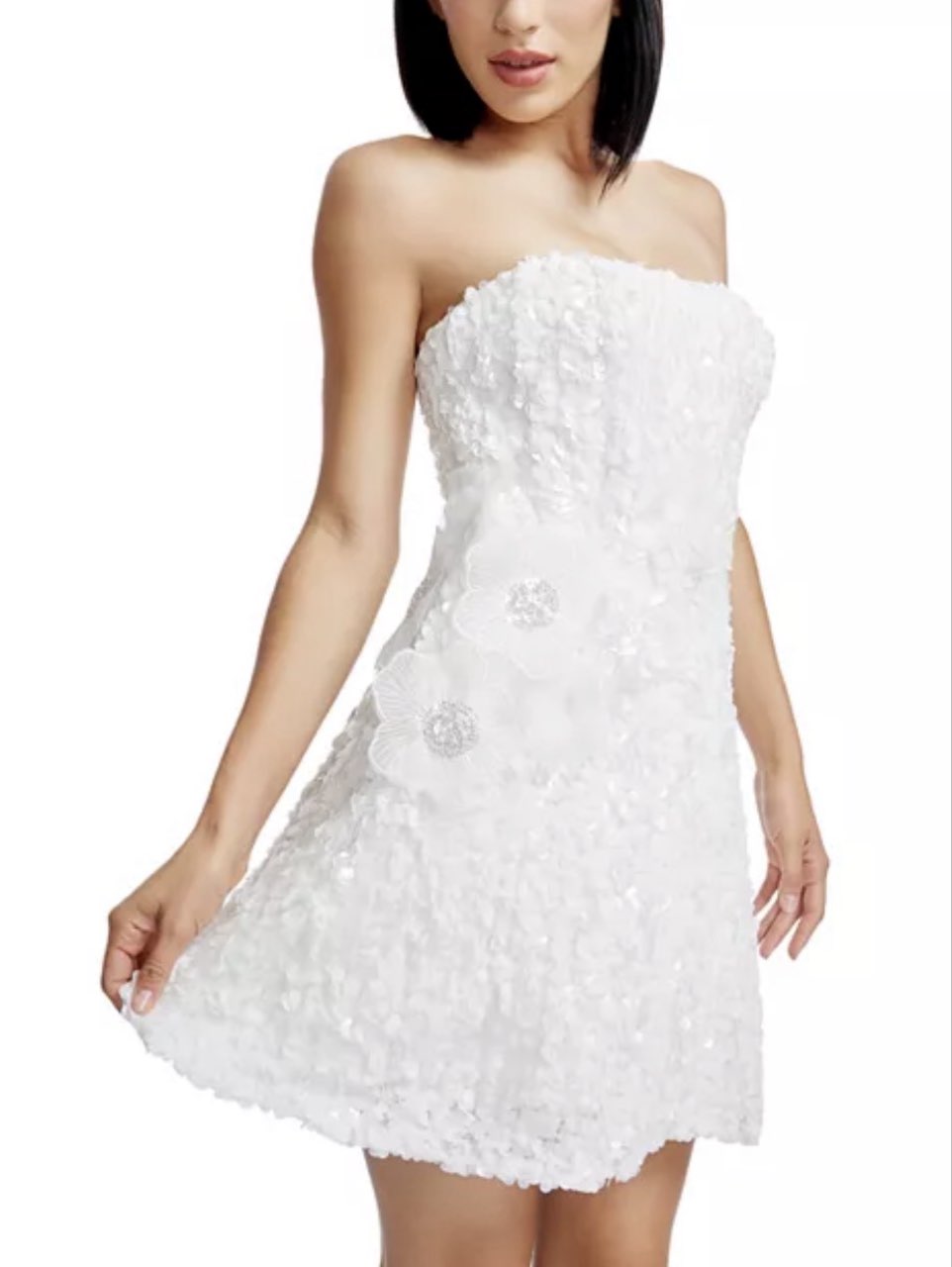 Dress The Population Sasha Embellished Strapless Fit & Flare Minidress White XS
