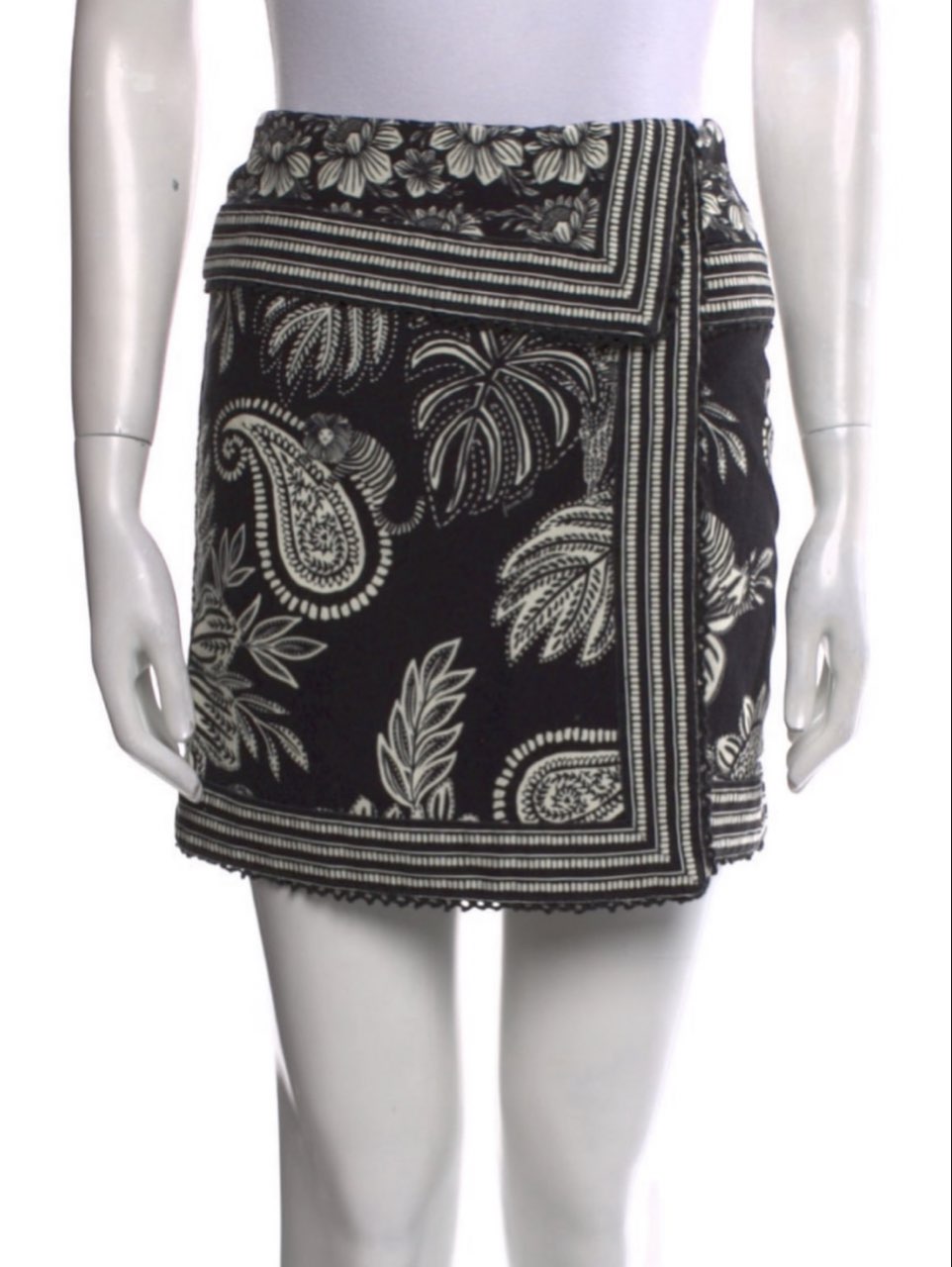Black Paisley Wrap Skirt