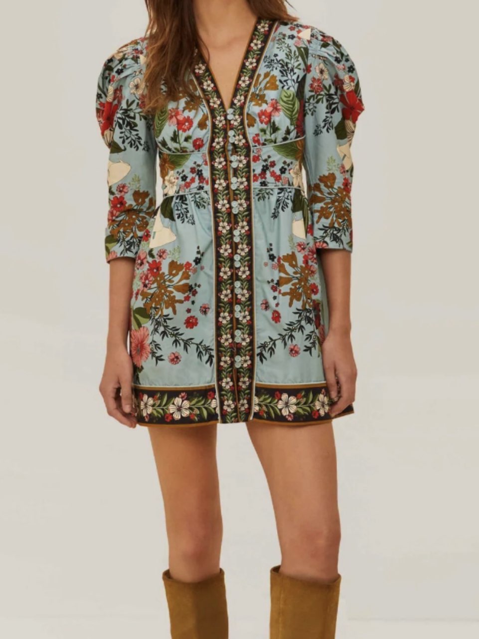 Farm Rio Blue Beauty Bouquet Mini Dress