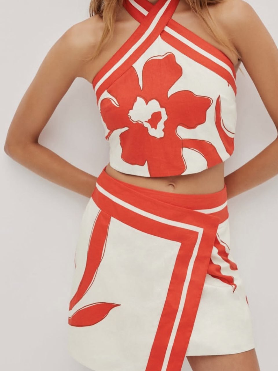 Floral Crop Top and Mini Skirt Set