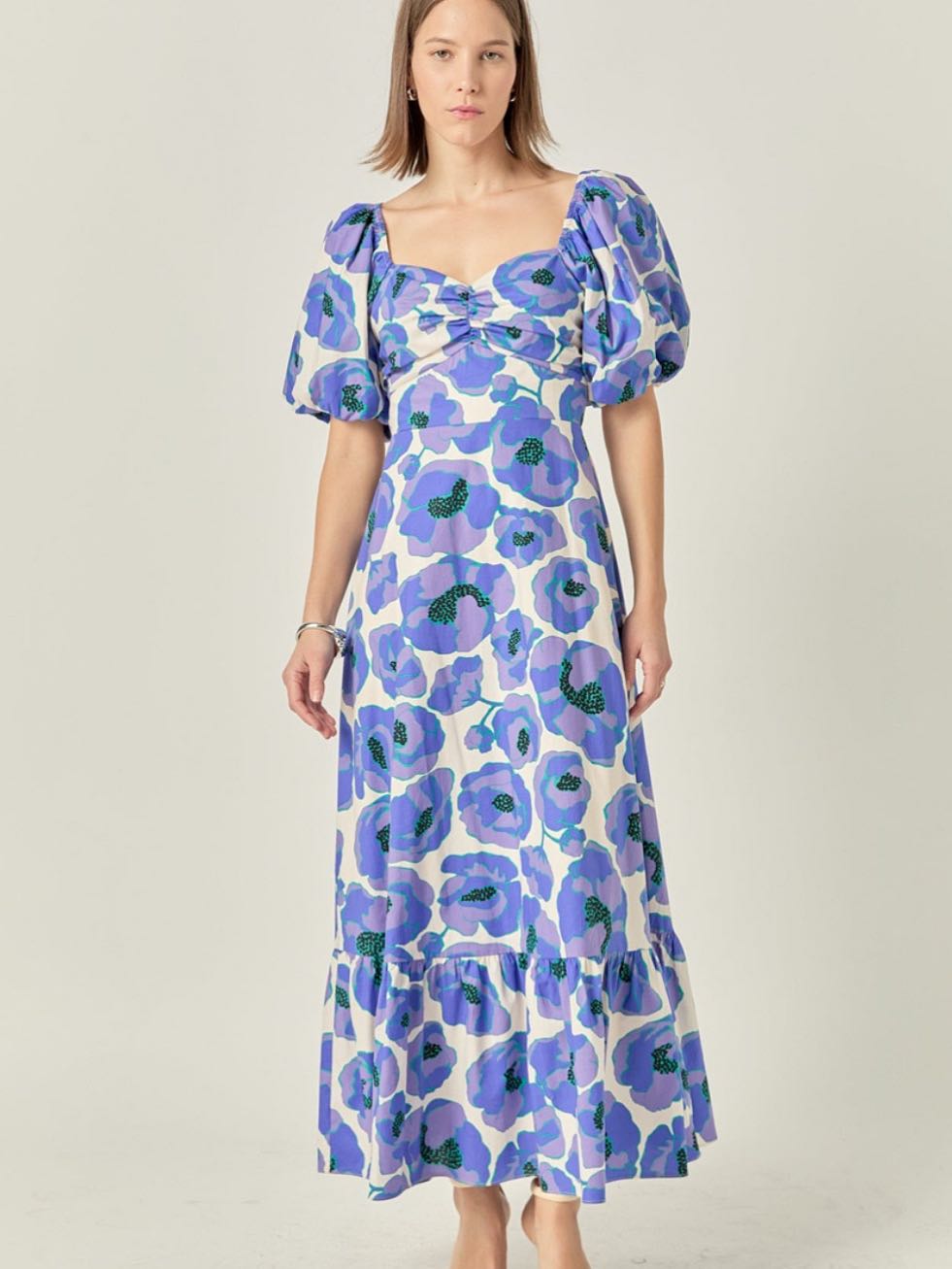 Floral Print Bow Maxi Dress