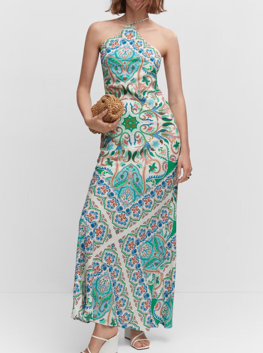 MANGO halter neck open back dress