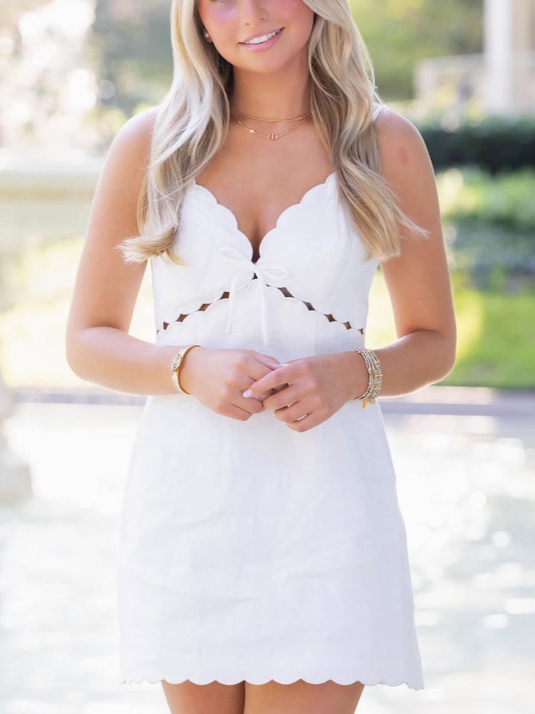 Loveshackfancy Sydow Linen Cut-Out Mini Dress