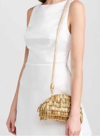 Gold Beaded Clutch Bag