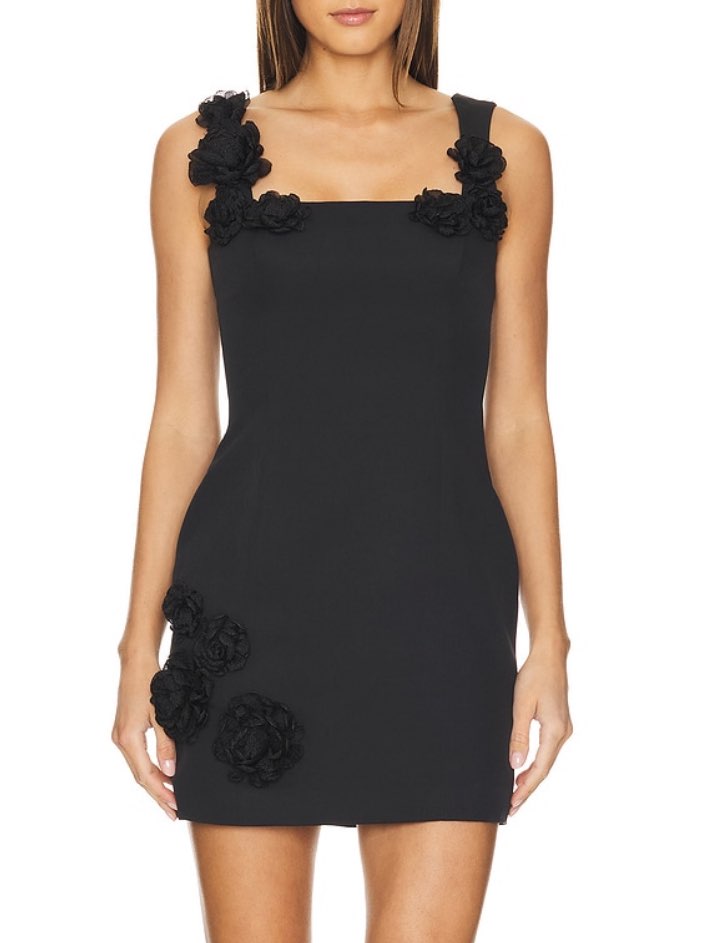 Black flower mini dress
