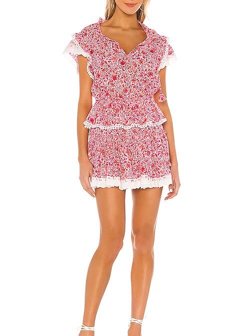 Pink Floral Ruffle Romper
