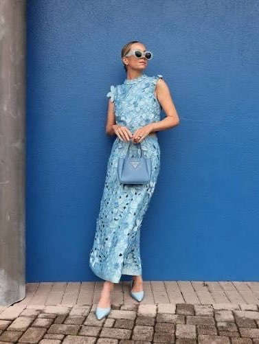 Blue Floral Midi Dress