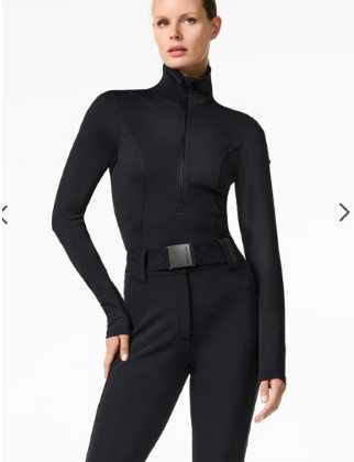Black Quarter-Zip Long Sleeve Top