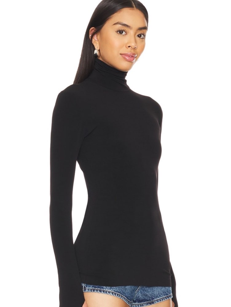 Black Slim Fit Turtleneck Top