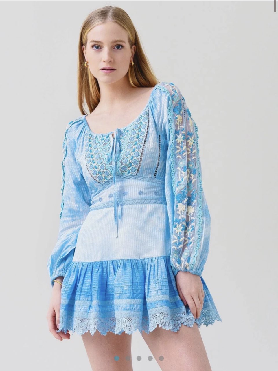 Embroidered Tiered Mini Dress