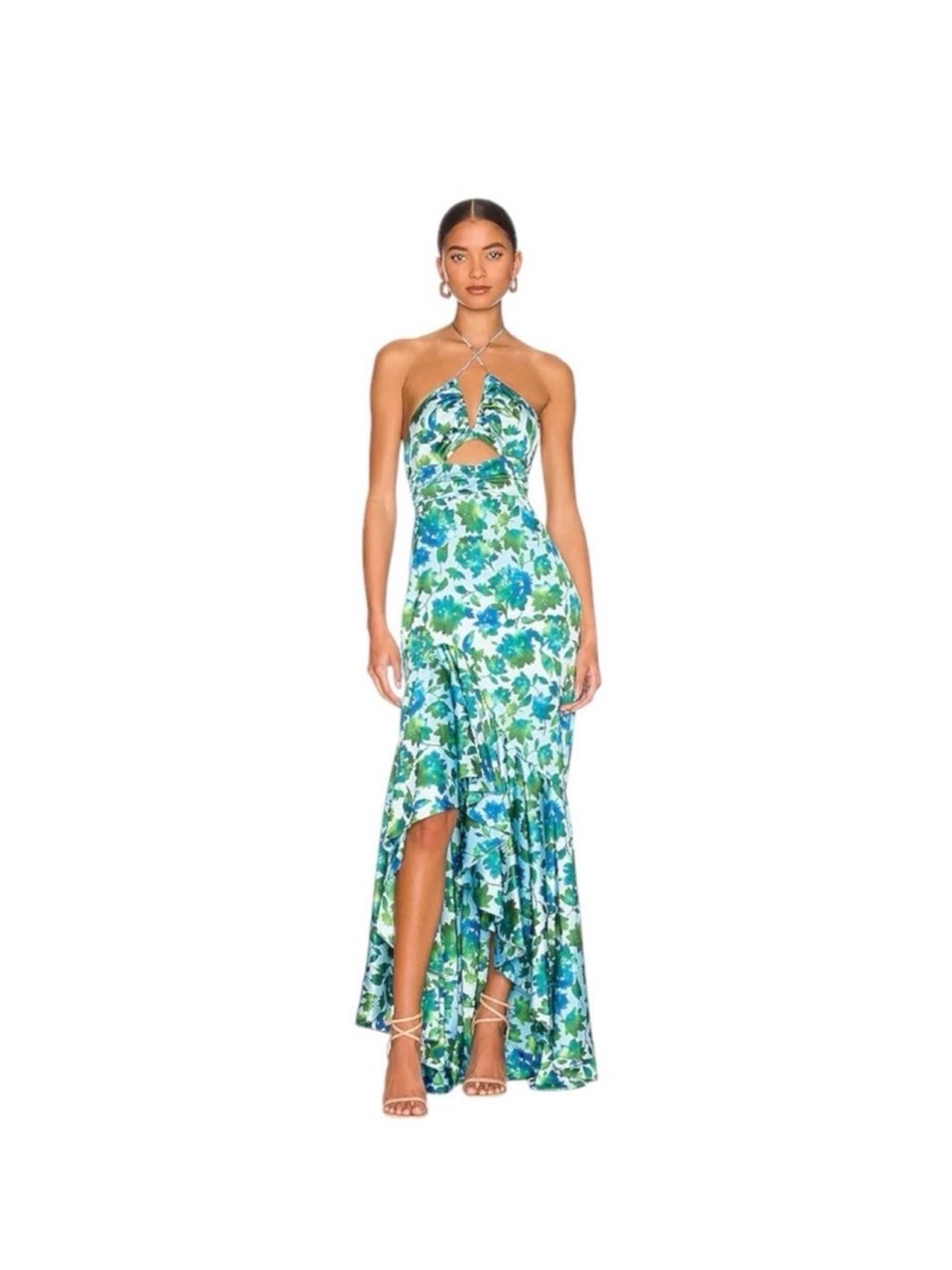 AMUR Edie High Low tie neck Gown