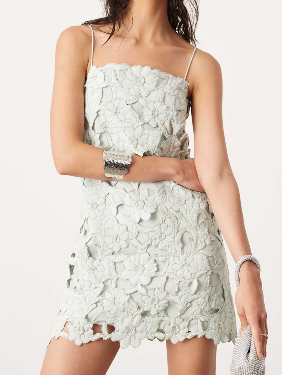 Floral cut work mini dress