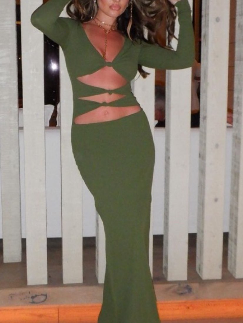 Olive Green Cut-Out Maxi Set