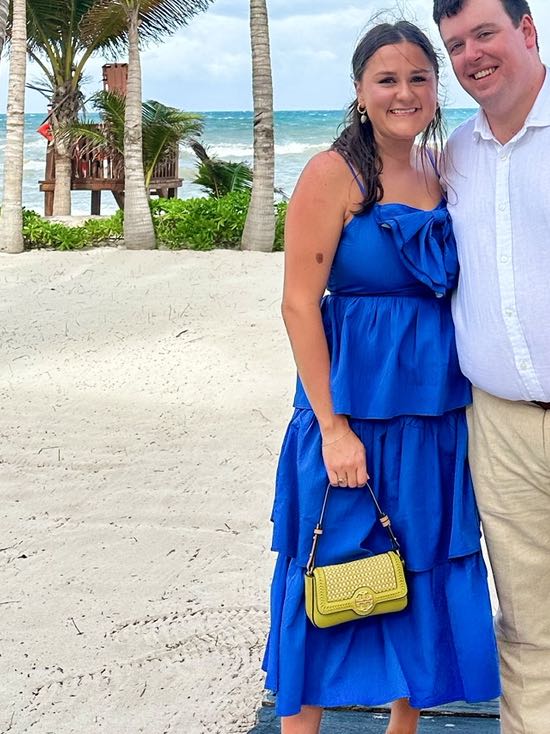 Blue ruffle bow maxi!