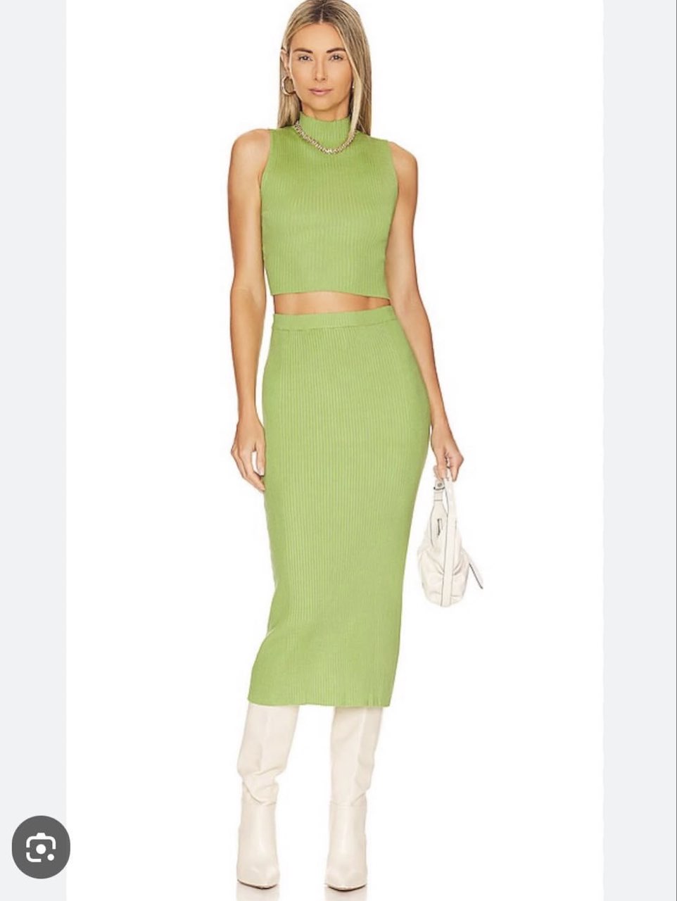 Green Ribbed Knit Two-Piece Set